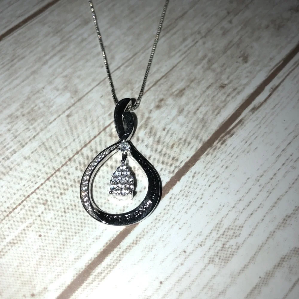 INFINITY LOVE Charm Cubic Zirconia Love You To The Moon Back Necklace